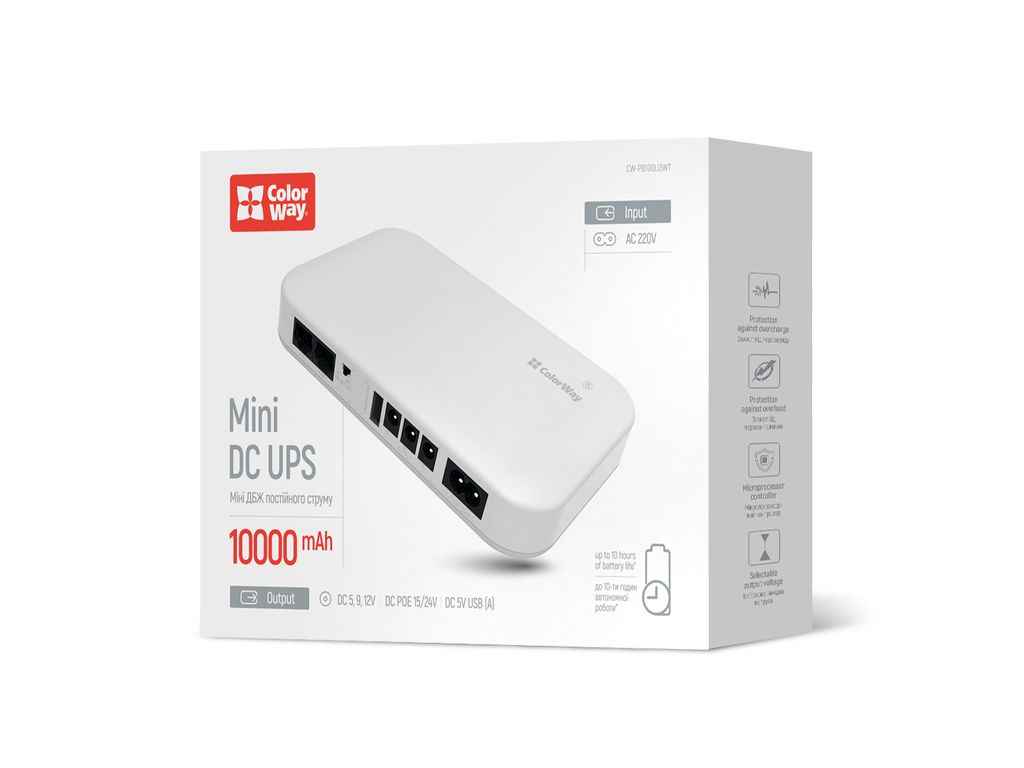 Джерело безперебійного живлення UPS FOR ROUTER 10000mAh 21W DC 5V/9V/12V/24V ТМ СolorWay Джерело безперебійного живлення UPS FOR ROUTER 10000mAh 21W DC 5V/9V/12V/24V ТМ СolorWay
