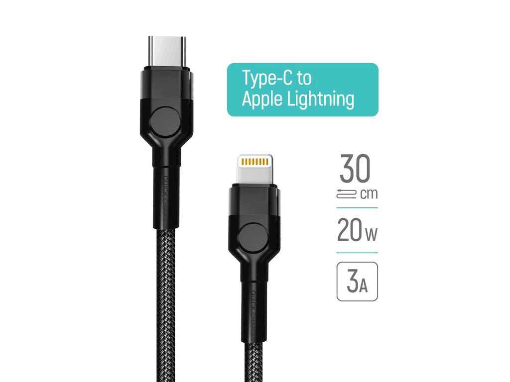 Кабель Type С-Lightning Apple (PD Fast Charging 20W) 3.0А 30cm чорний ТМ СolorWay Кабель Type С-Lightning Apple (PD Fast Charging 20W) 3.0А 30cm чорний ТМ СolorWay