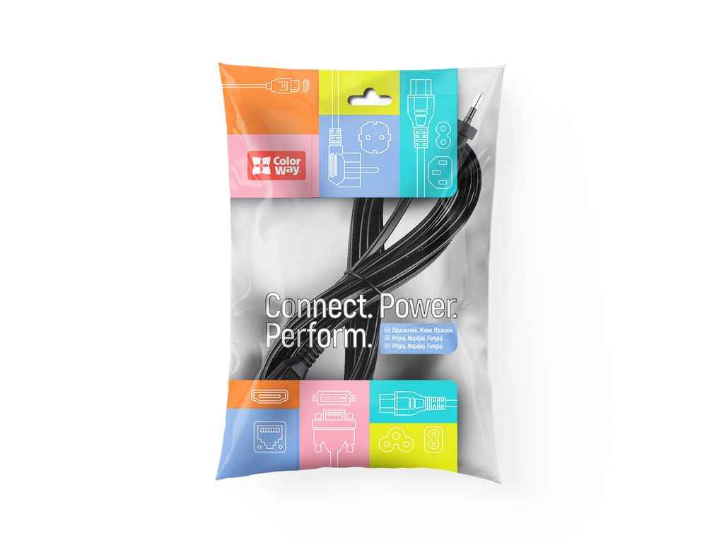 Кабель Мережевий живлення C7, 3м чорний ТМ СolorWay Кабель Мережевий живлення C7, 3м чорний ТМ СolorWay