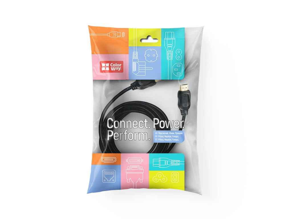 Кабель HDMI - HDMI V2.0 4K/60 Гц 1.5м чорний ТМ СolorWay Кабель HDMI - HDMI V2.0 4K/60 Гц 1.5м чорний ТМ СolorWay