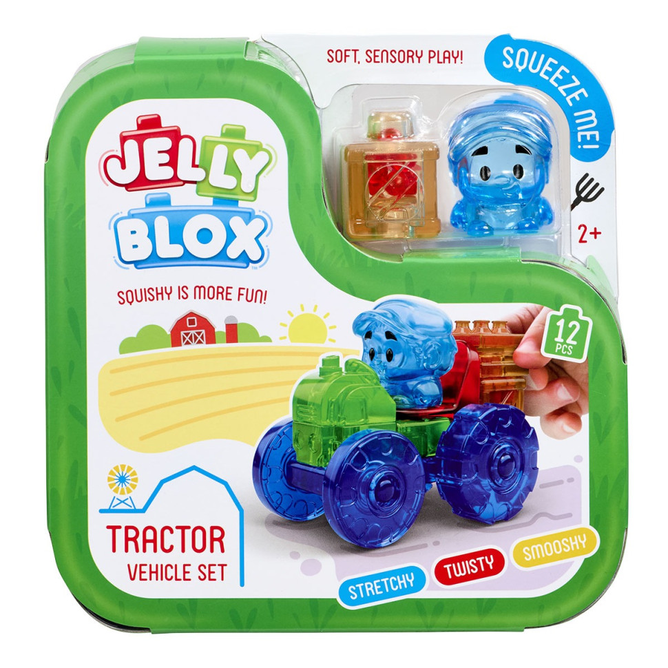 Дитячий сенсорний конструктор "Червоний трактор" Jelly Blox 932945, 12 деталей Дитячий сенсорний конструктор "Червоний трактор" Jelly Blox 932945, 12 деталей