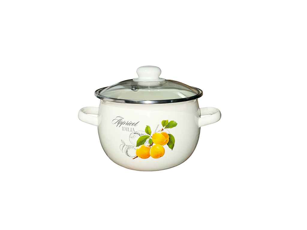 Каструля ем. 3,5л /2 сферична з н/ж обідком та скляною кришкою Абрикос (молочна) I61913/2 ТМ IDILIA Каструля ем. 3,5л /2 сферична з н/ж обідком та скляною кришкою Абрикос (молочна) I61913/2 ТМ IDILIA