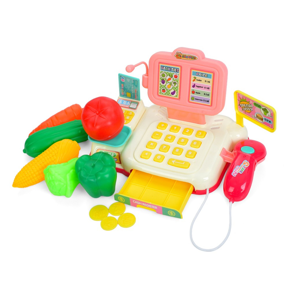 Дитячий ігровий касовий апарат 682-2A-2B(Pink) сканер, гроші, продукти Дитячий ігровий касовий апарат 682-2A-2B(Pink) сканер, гроші, продукти