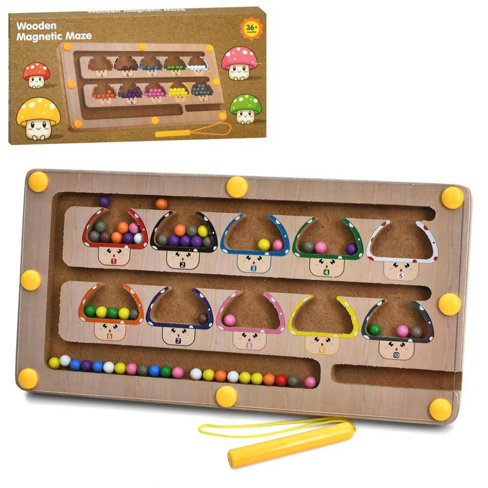 Дерев'яна дитяча іграшка "Лабіринт" MD 0369 з кульками Дерев'яна дитяча іграшка "Лабіринт" MD 0369 з кульками