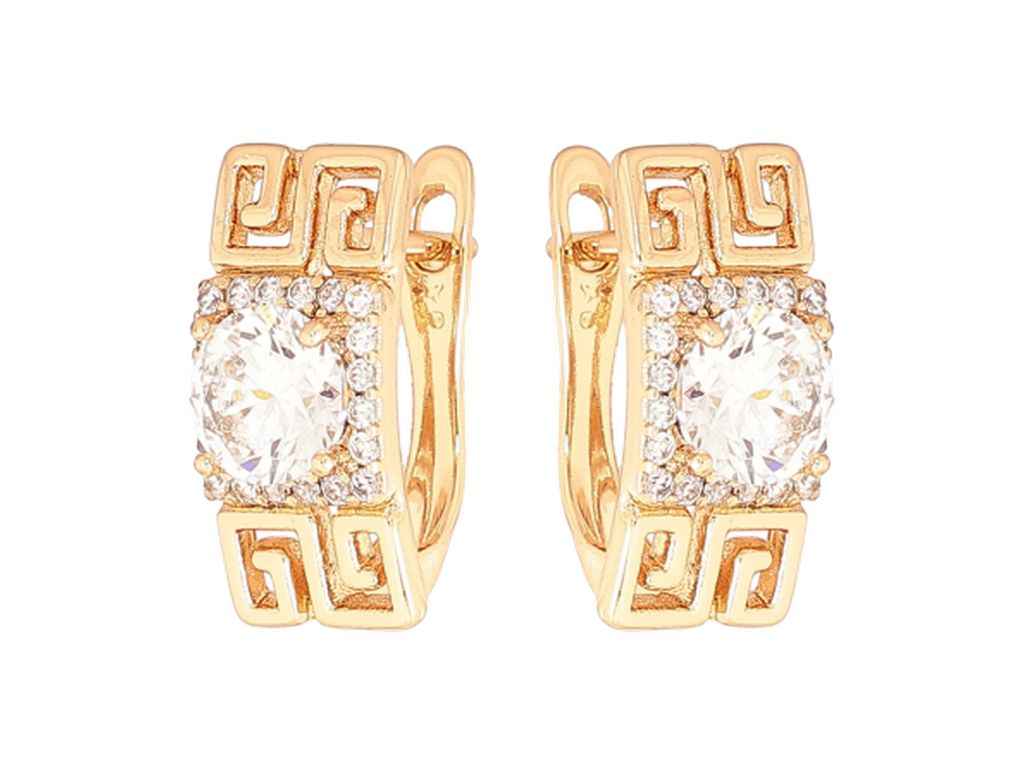 Сережки англійська застібка Позолота 18K «Різьблений візерунок з фіанітами» 268864 ТМ XUPING Сережки англійська застібка Позолота 18K «Різьблений візерунок з фіанітами» 268864 ТМ XUPING