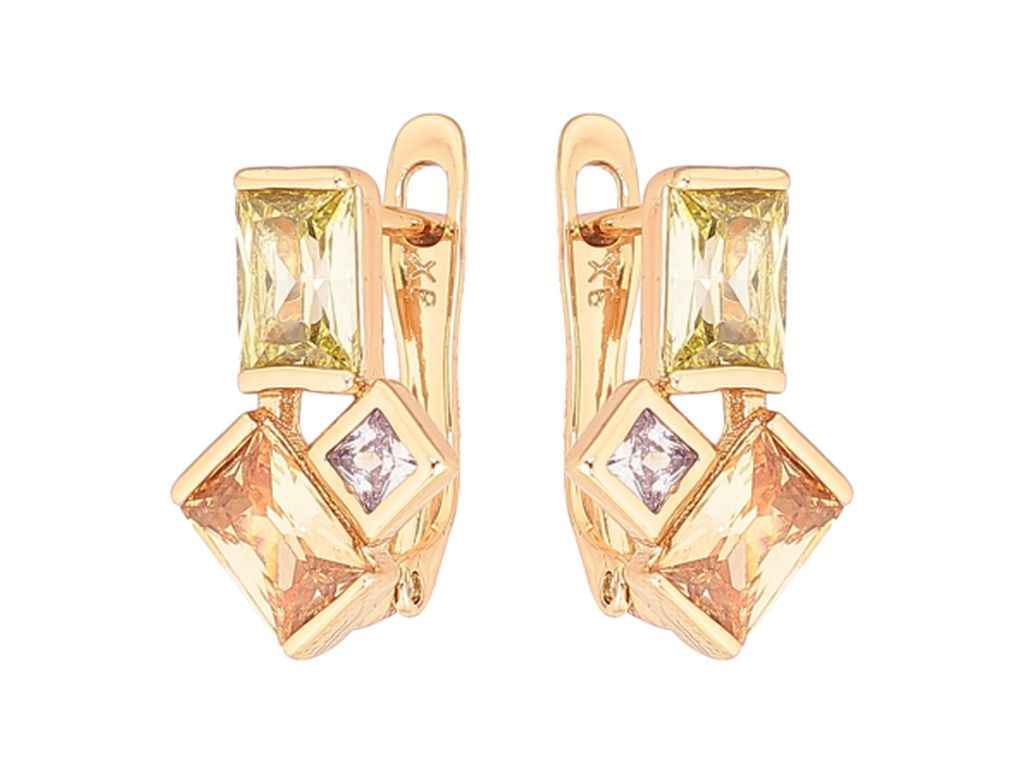 Сережки англійська застібка Позолота 18K «Різнокольорові кристали» 272017 ТМ XUPING Сережки англійська застібка Позолота 18K «Різнокольорові кристали» 272017 ТМ XUPING