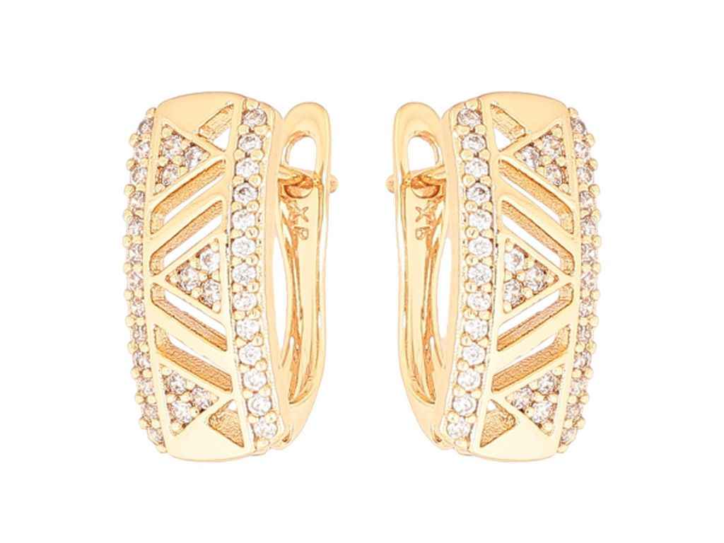 Сережки англійська застібка Позолота 18K «Різьблений візерунок з кристалами» 284397 ТМ XUPING Сережки англійська застібка Позолота 18K «Різьблений візерунок з кристалами» 284397 ТМ XUPING