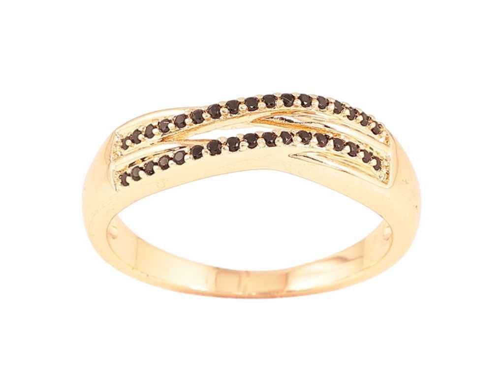 Каблучка ML 18К «Доріжки чорних кристалів» 10484 р.16,5 ТМ XUPING Каблучка ML 18К «Доріжки чорних кристалів» 10484 р.16,5 ТМ XUPING