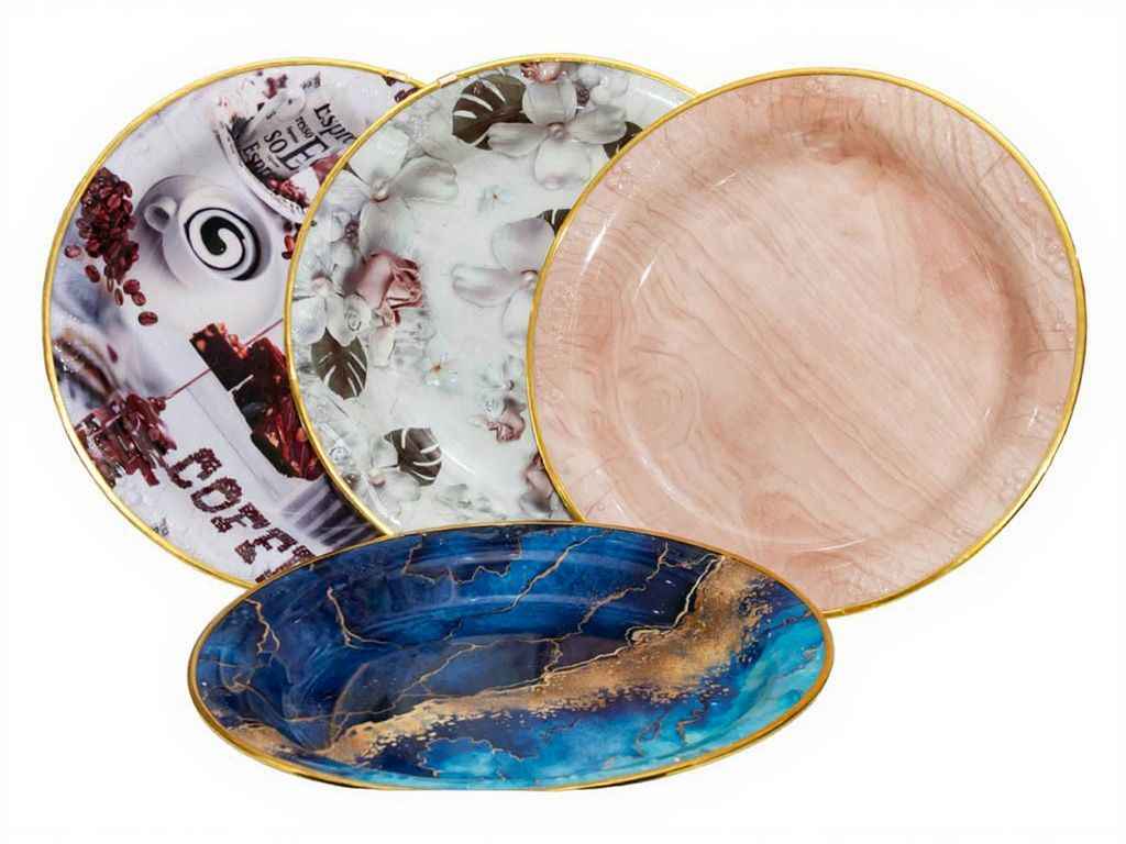 Піднос 32см пластик круглий із золотом 4637 ТМ CHINA Піднос 32см пластик круглий із золотом 4637 ТМ CHINA