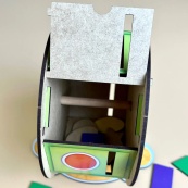 Дерев'яний сортер "Барабан" Ubumblebees (ПСФ135) PSF135 геометричні фігури. Зображення №5