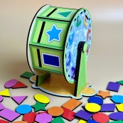 Дерев'яний сортер "Барабан" Ubumblebees (ПСФ135) PSF135 геометричні фігури. Зображення №7