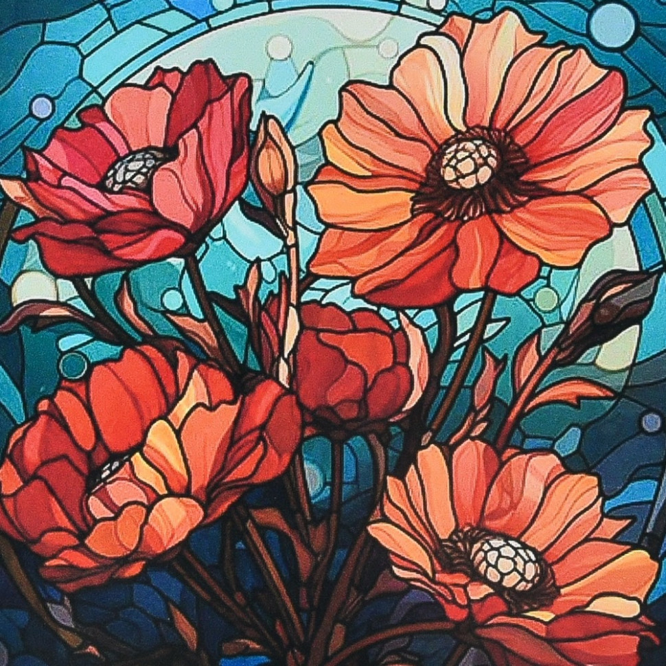 Алмазная мозаика "Красные маки" DEEX16300 неполная выкладка 30х30 см Алмазная мозаика "Красные маки" DEEX16300 неполная выкладка 30х30 см