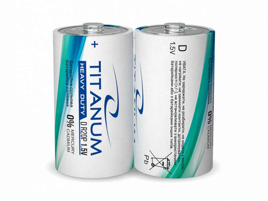 Батарейка сольова R20/D 2шт (спайка) ТМ TiTANUM Батарейка сольова R20/D 2шт (спайка) ТМ TiTANUM