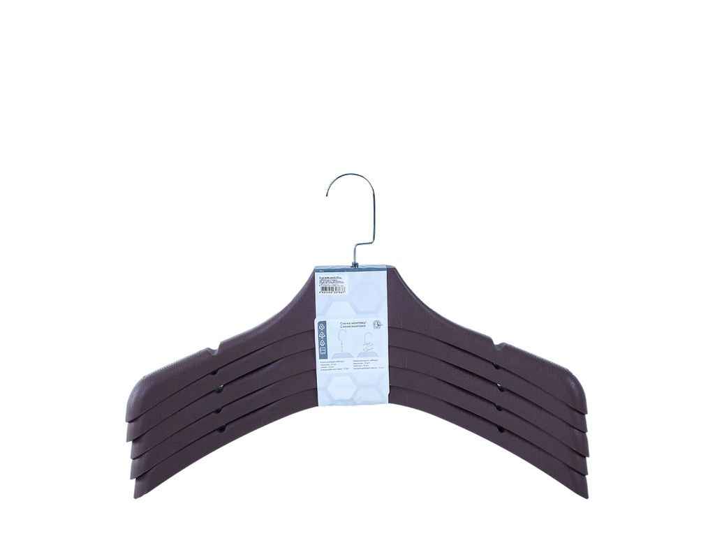 Вішалка 45*8см для верхнього одягу 5 шт т.корич ТМ АЛЕАНА Вішалка 45*8см для верхнього одягу 5 шт т.корич ТМ АЛЕАНА