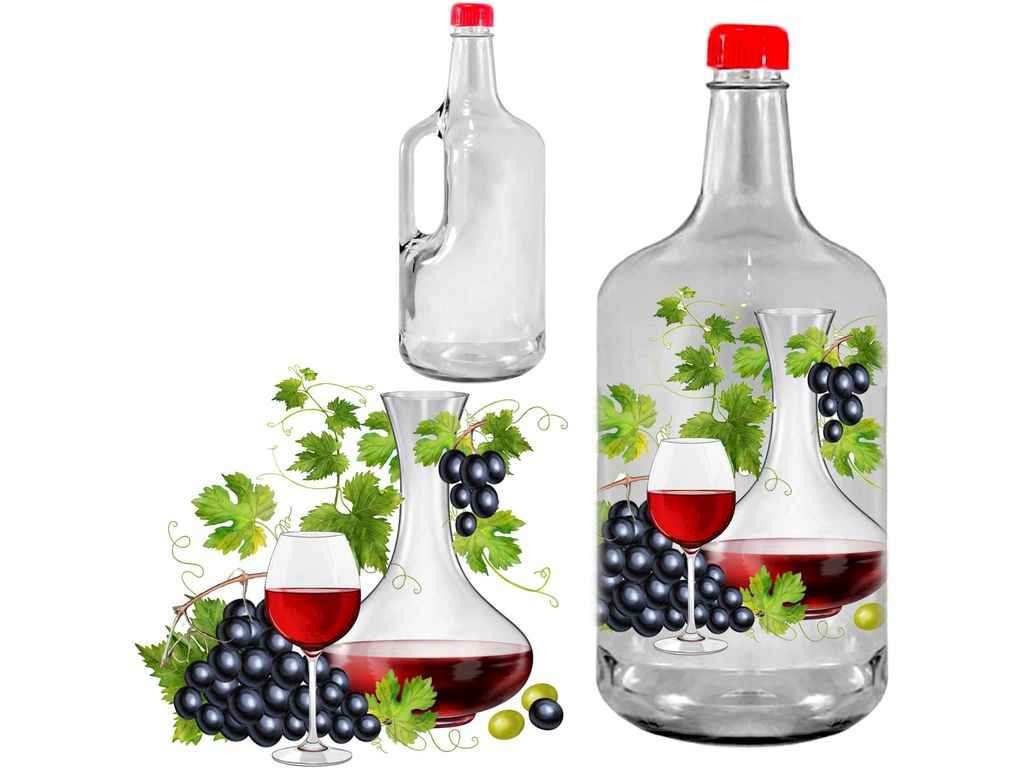 Бутиль 1,75л з кришкою 47265 Виноград - дві грони ТМ FARGLASS Бутиль 1,75л з кришкою 47265 Виноград - дві грони ТМ FARGLASS