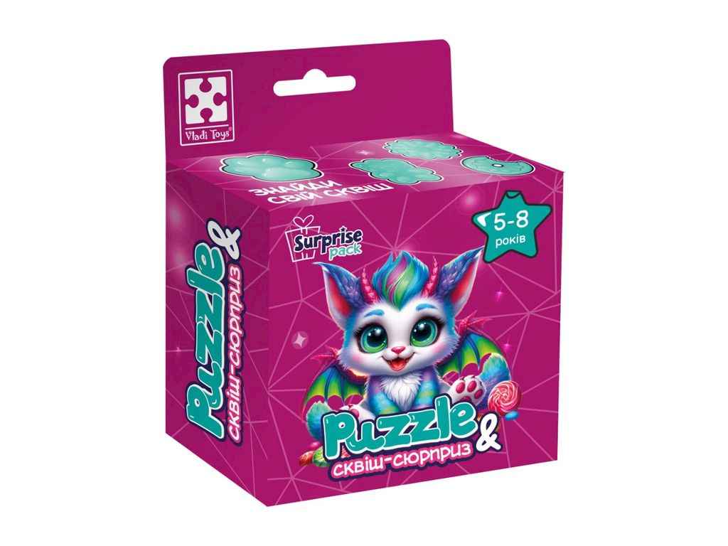 Пазли із сюрпризом Кольоровий дракончик VT8030-05 ТМ VLADI TOYS Пазли із сюрпризом Кольоровий дракончик VT8030-05 ТМ VLADI TOYS
