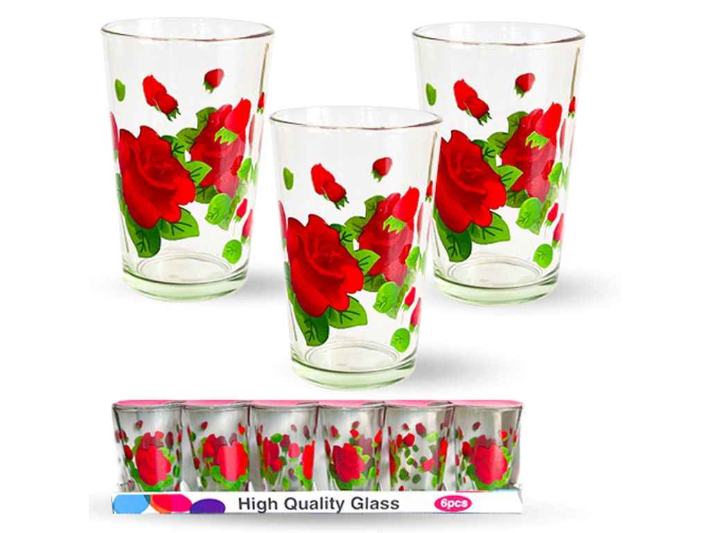 Набір склянок 210мл 6шт 945-2 Червона троянда ТМ SNT Набір склянок 210мл 6шт 945-2 Червона троянда ТМ SNT