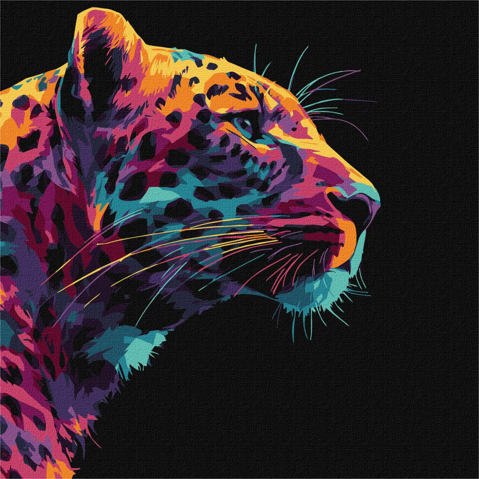 Картина по номерам "Яркий леопард" KHO6824, 30х30 см Картина по номерам "Яркий леопард" KHO6824, 30х30 см