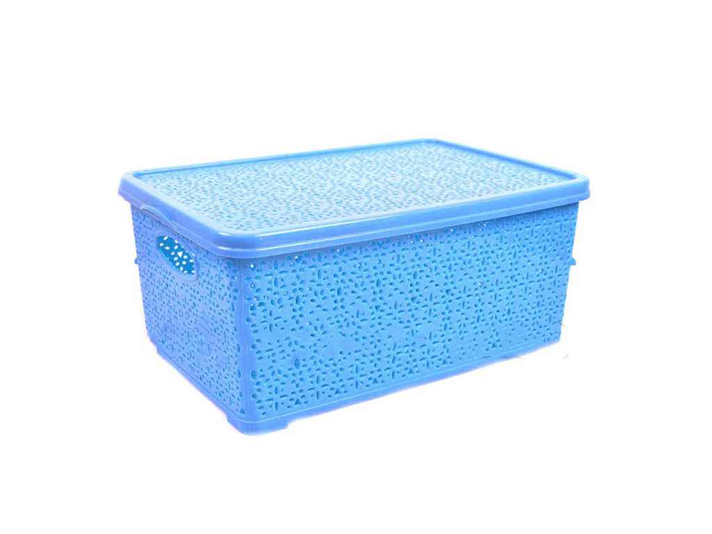 Кошик з кришкою 7л блакитний Basket мереживо ТМ КОНСЕНСУС Кошик з кришкою 7л блакитний Basket мереживо ТМ КОНСЕНСУС