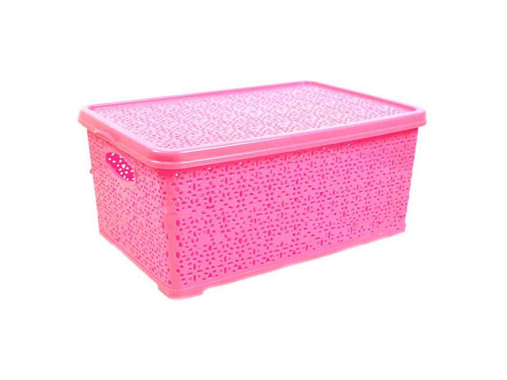 Кошик з кришкою 7л рожевий Basket мереживо ТМ КОНСЕНСУС Кошик з кришкою 7л рожевий Basket мереживо ТМ КОНСЕНСУС