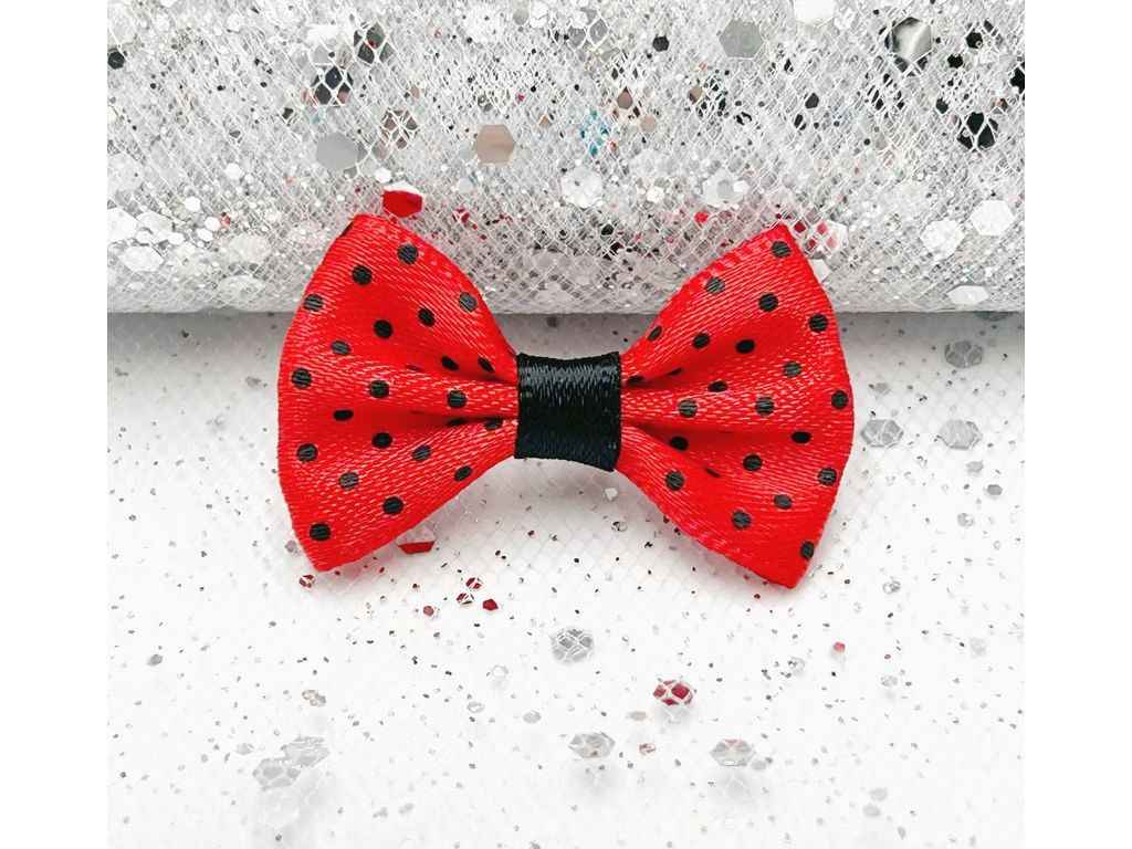 Подарункові бантики 3,5*2см червоний 10пр з принтом Крапинка арт.БХ-217 ТМ КИТАЙ Подарункові бантики 3,5*2см червоний 10пр з принтом Крапинка арт.БХ-217 ТМ КИТАЙ