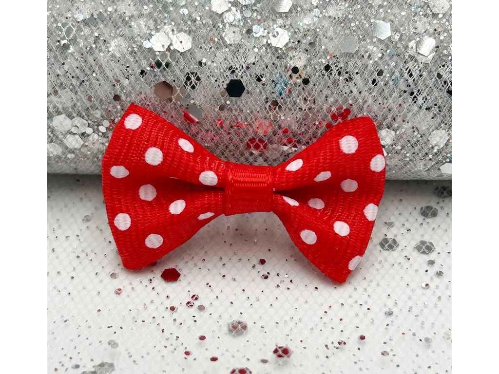 Подарункові бантики 3,5*2см червоний 10пр з принтом Крапинка арт.БХ-233 ТМ КИТАЙ Подарункові бантики 3,5*2см червоний 10пр з принтом Крапинка арт.БХ-233 ТМ КИТАЙ