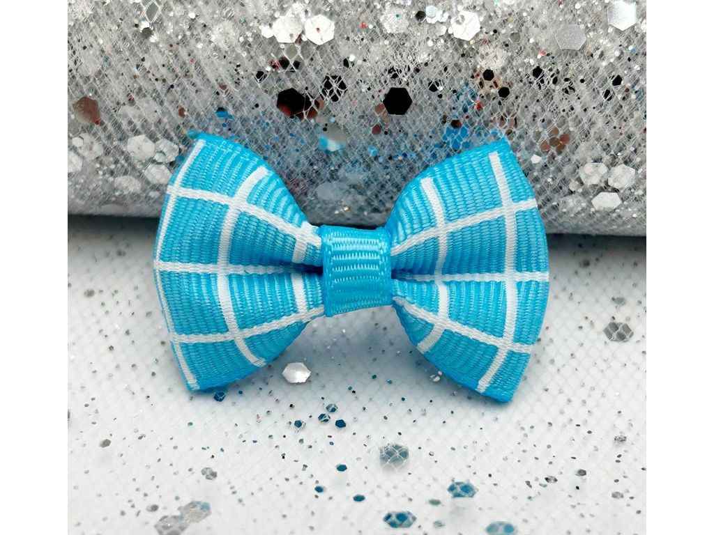 Подарункові бантики 3,5*2см блакитний 10пр з принтом Клітка арт.БХ-236 ТМ КИТАЙ Подарункові бантики 3,5*2см блакитний 10пр з принтом Клітка арт.БХ-236 ТМ КИТАЙ