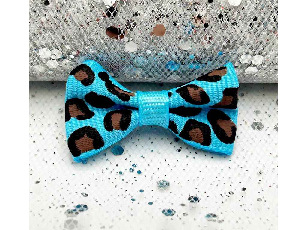 Подарункові бантики 3,5*2см блакитний 10пр з принтом Леопард арт.БХ-227 ТМ КИТАЙ Подарункові бантики 3,5*2см блакитний 10пр з принтом Леопард арт.БХ-227 ТМ КИТАЙ