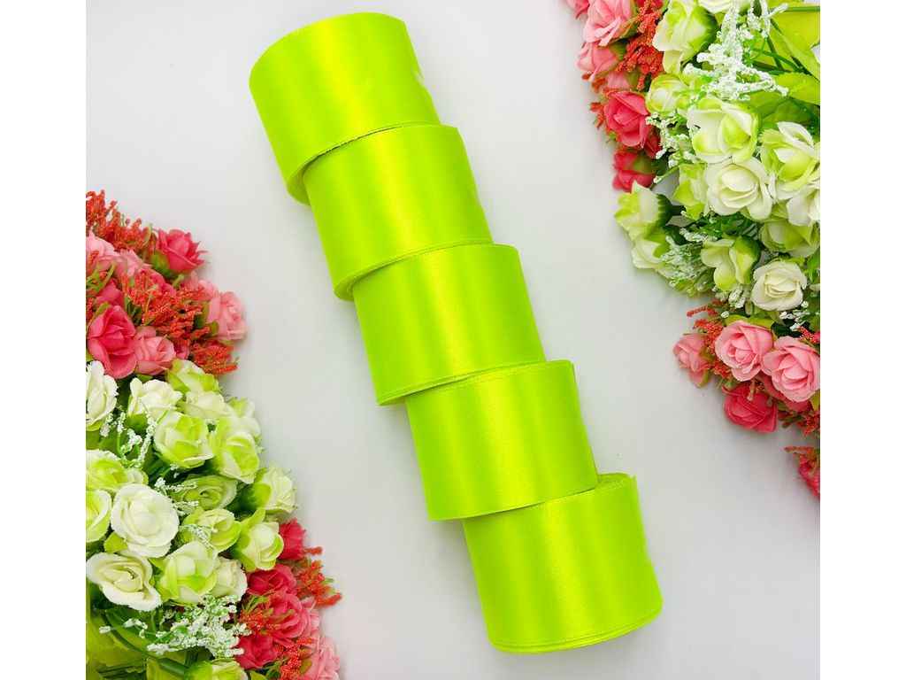 Стрічка атласна 5см * 23м салатовий неон арт.АБ-527 ТМ КИТАЙ Стрічка атласна 5см * 23м салатовий неон арт.АБ-527 ТМ КИТАЙ