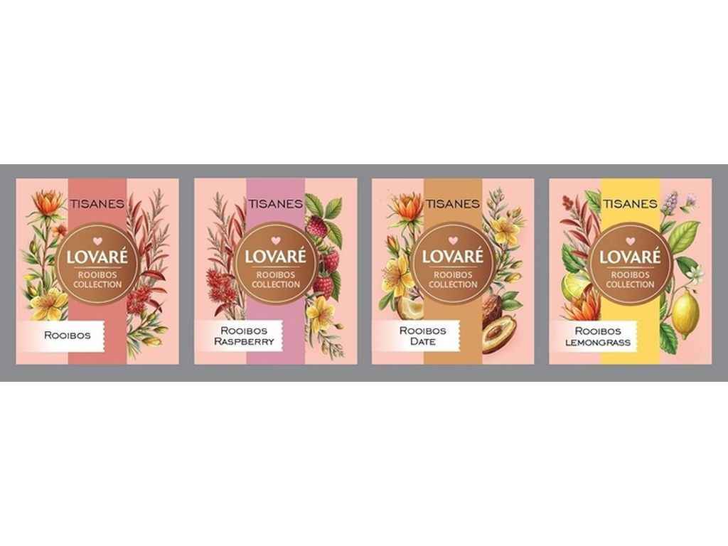 Чай пакетований чорний фруктовий та травяний Ройбуш в індивідуальних конвертах (4 види по 8шт) 32 пакетиків ТМLOVARE Чай пакетований чорний фруктовий та травяний Ройбуш в індивідуальних конвертах (4 види по 8шт) 32 пакетиків ТМLOVARE