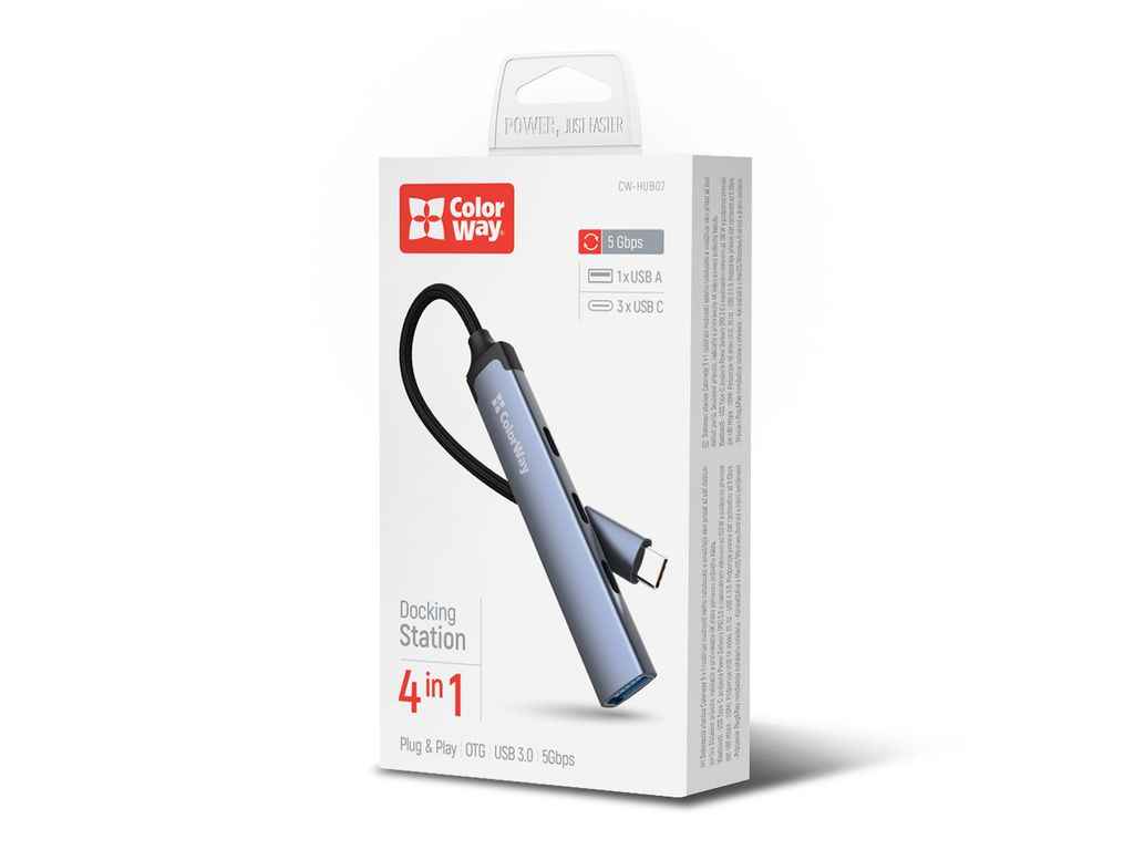 Спліттер USB 4в1 USB-C2.0х3/USB3.0 ТМСolorWay Спліттер USB 4в1 USB-C2.0х3/USB3.0 ТМСolorWay
