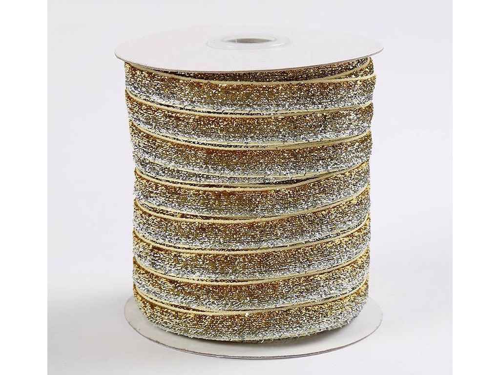 Оксамитова стрічка 40м з люрексом 10мм Золотий арт.Боб-Гліт ТМКИТАЙ Оксамитова стрічка 40м з люрексом 10мм Золотий арт.Боб-Гліт ТМКИТАЙ