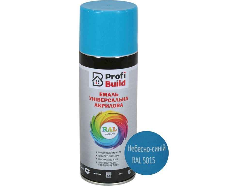 Фарба аерозольна 400мл небесно-синій акрилова універсальна RAL 5015 ТМ PROFI BUILD Фарба аерозольна 400мл небесно-синій акрилова універсальна RAL 5015 ТМ PROFI BUILD