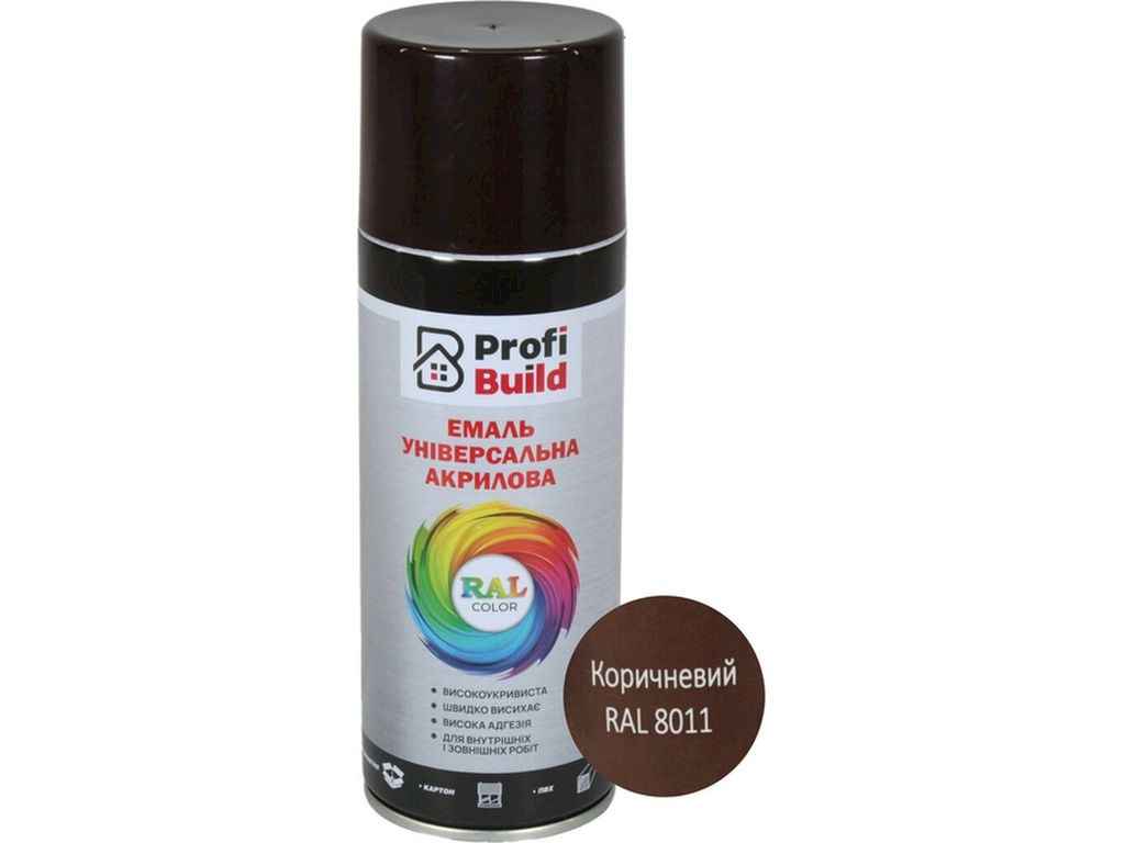 Фарба аерозольна 400мл коричневий акрилова універсальна RAL 8011 ТМ PROFI BUILD Фарба аерозольна 400мл коричневий акрилова універсальна RAL 8011 ТМ PROFI BUILD