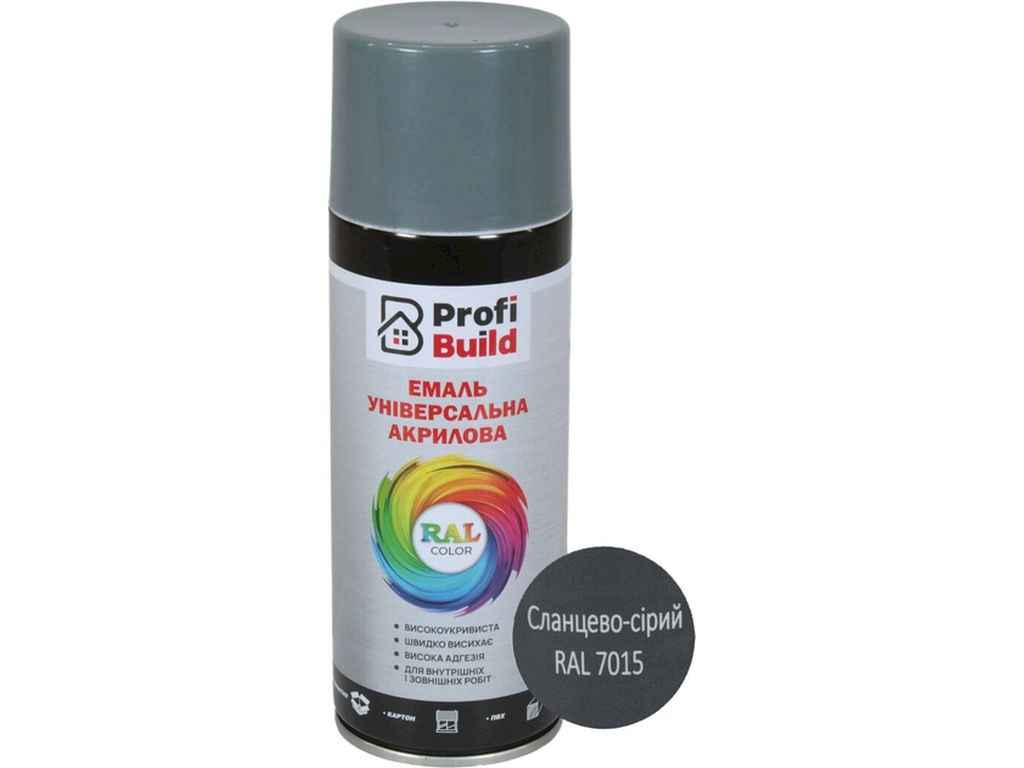 Фарба аерозольна 400мл сланцево-сірий акрилова універсальна RAL 7015 ТМ PROFI BUILD Фарба аерозольна 400мл сланцево-сірий акрилова універсальна RAL 7015 ТМ PROFI BUILD