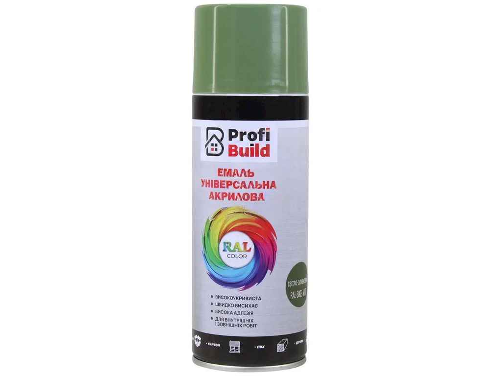 Фарба аерозольна 400мл світло-оливковий акрилова універсальна матовий RAL 6003 MAT ТМ PROFI BUILD Фарба аерозольна 400мл світло-оливковий акрилова універсальна матовий RAL 6003 MAT ТМ PROFI BUILD