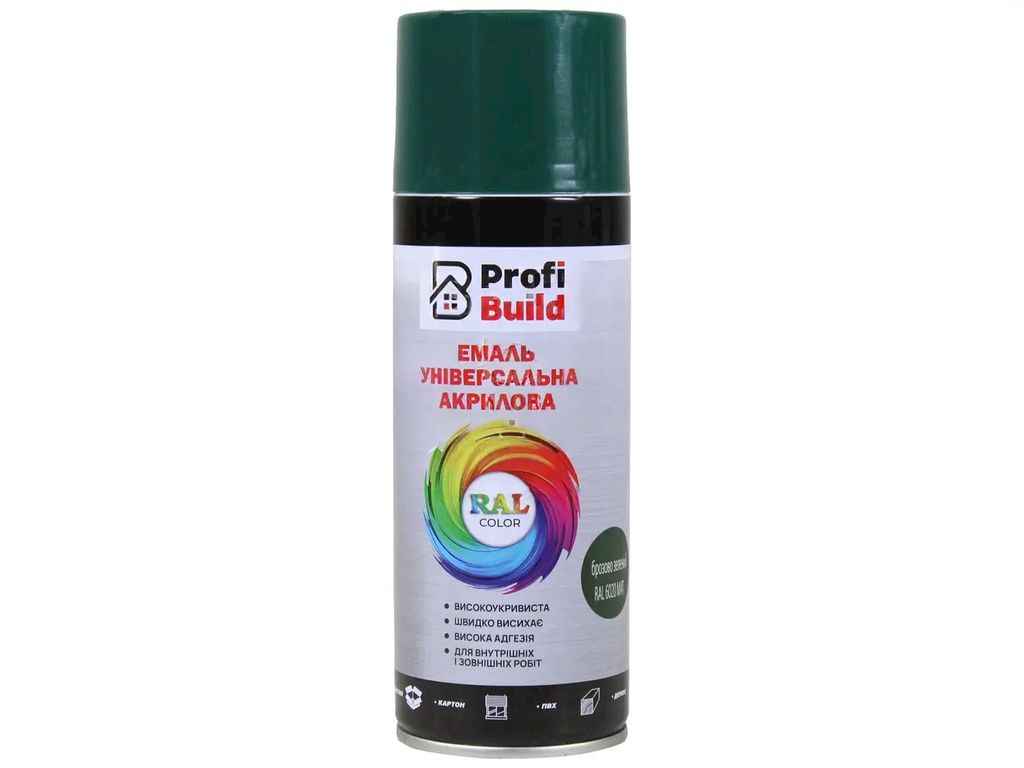 Фарба аерозольна 400мл бронзово-зелений акрилова універсальна матовий RAL 6020 MAT ТМ PROFI BUILD Фарба аерозольна 400мл бронзово-зелений акрилова універсальна матовий RAL 6020 MAT ТМ PROFI BUILD