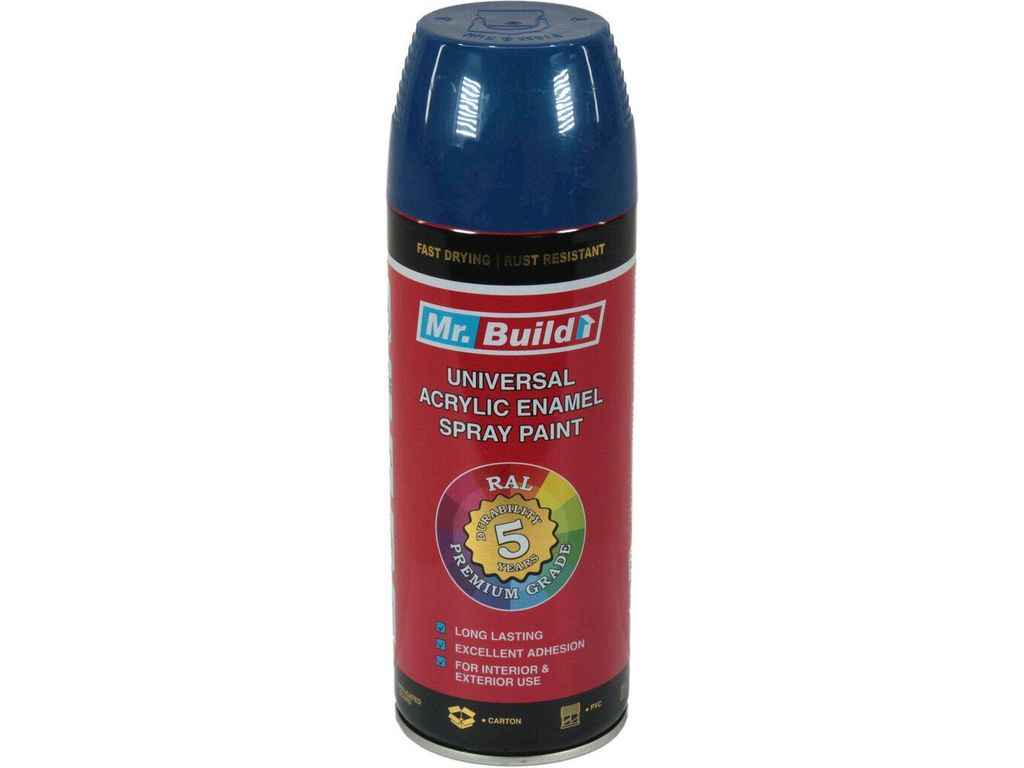 Фарба аерозольна 400мл синій акрилова універсальна №08 RAL 5005 ТМ MR. BUILD Фарба аерозольна 400мл синій акрилова універсальна №08 RAL 5005 ТМ MR. BUILD