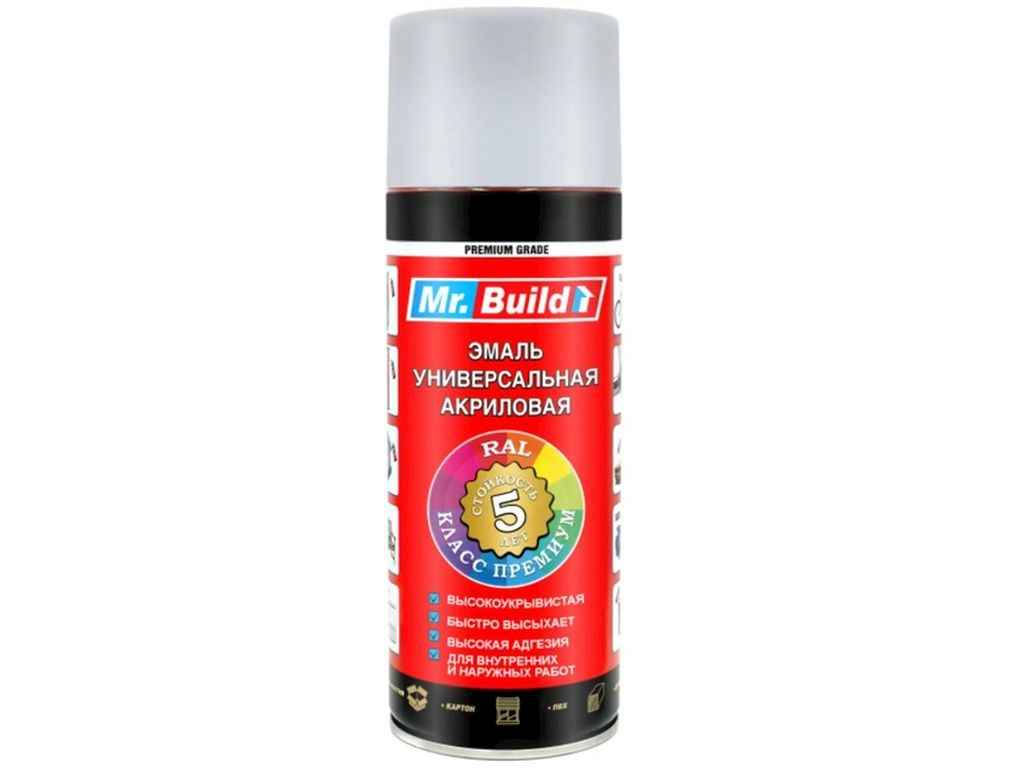 Фарба аерозольна 400мл сірий акрилова універсальна №25 RAL 7001 ТМ MR. BUILD Фарба аерозольна 400мл сірий акрилова універсальна №25 RAL 7001 ТМ MR. BUILD