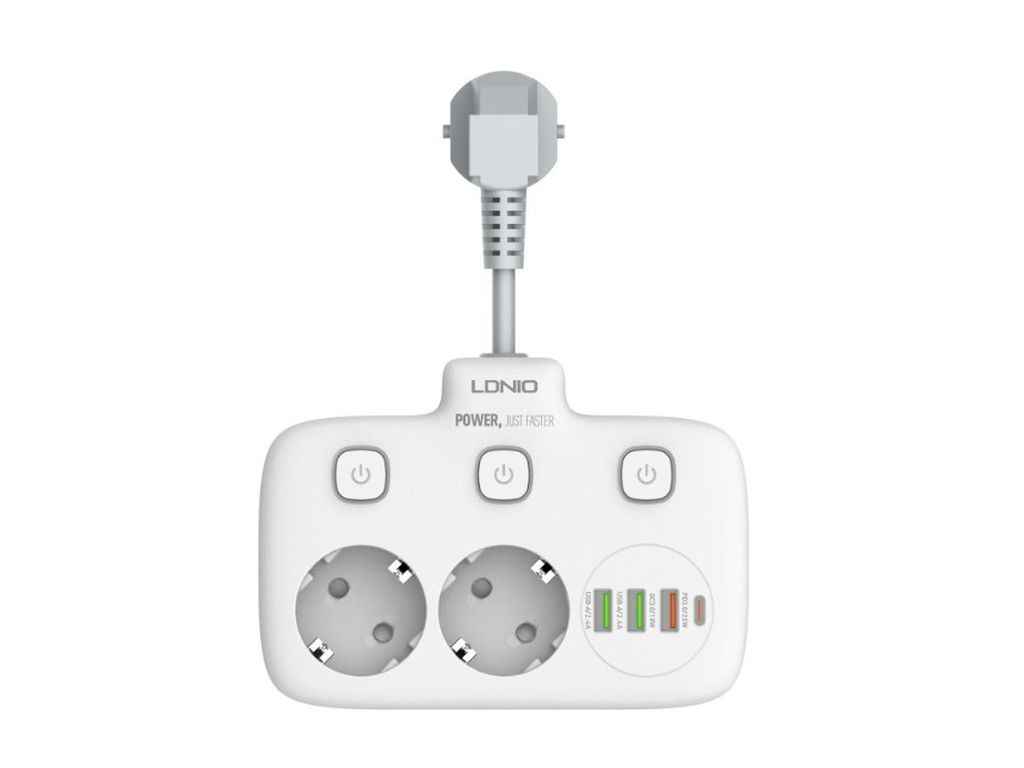 Перехідник мережевий SE2435 2 EU ports/1PD/1 ТМ LDNIO Перехідник мережевий SE2435 2 EU ports/1PD/1 ТМ LDNIO