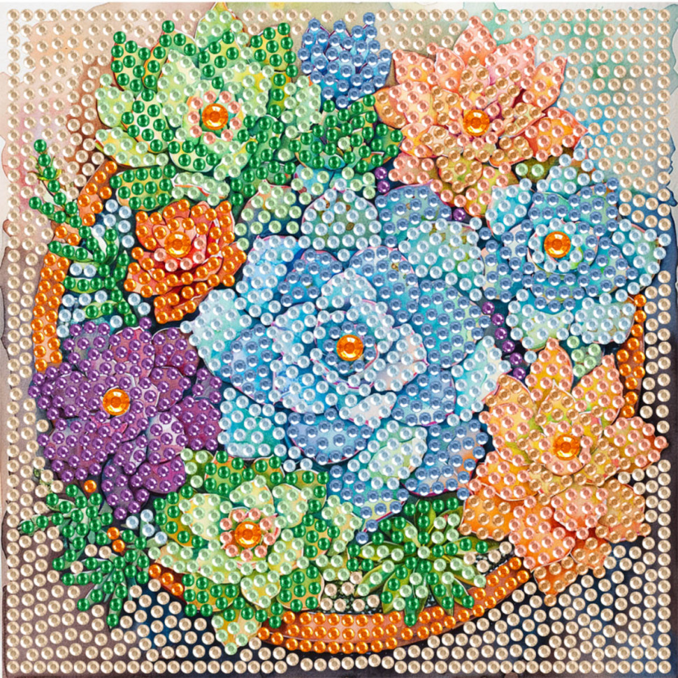 Алмазная мозаика "Цветы" DM5004 с мольбертом 15х15 см Алмазная мозаика "Цветы" DM5004 с мольбертом 15х15 см