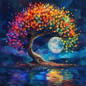 Алмазна мозаїка "Барвисте дерево" BH020 неповна викладка 25х25 см. Зображення №2