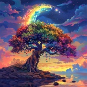 Алмазна мозаїка "Дерево мрій" BH021 неповна викладка 25х25 см. Зображення №2