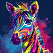 Алмазна мозаїка "Яскрава зебра" BH032 неповна викладка 25х25 см. Зображення №2