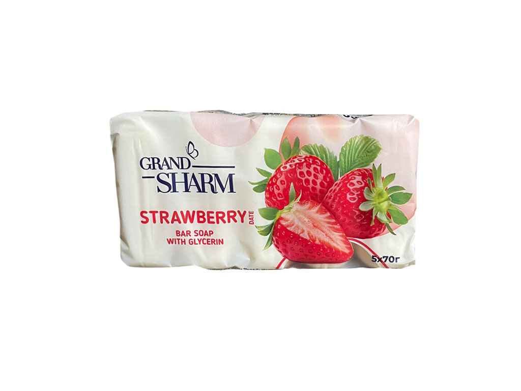 Мило тверде марка К (5*70г) екопак (Полуничне побачення) ТМ ШАРМ Мило тверде марка К (5*70г) екопак (Полуничне побачення) ТМ ШАРМ