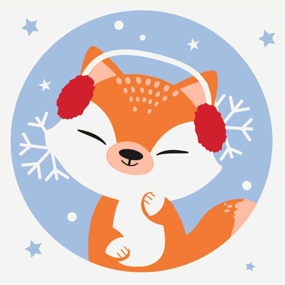 Роспись на холсте "Лисичка Снежинка" MBS010, 20х20 см Роспись на холсте "Лисичка Снежинка" MBS010, 20х20 см