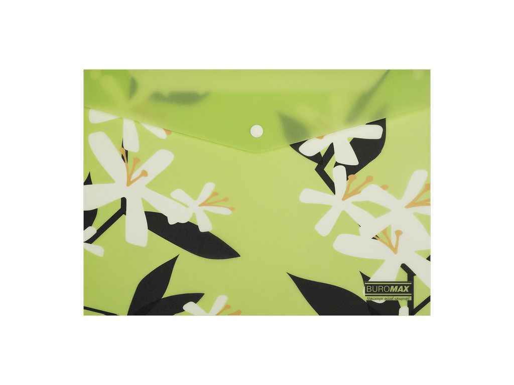 Папка на кнопці конверт ARABESKI А4 пластик салатовий ТМ BUROMAX Папка на кнопці конверт ARABESKI А4 пластик салатовий ТМ BUROMAX
