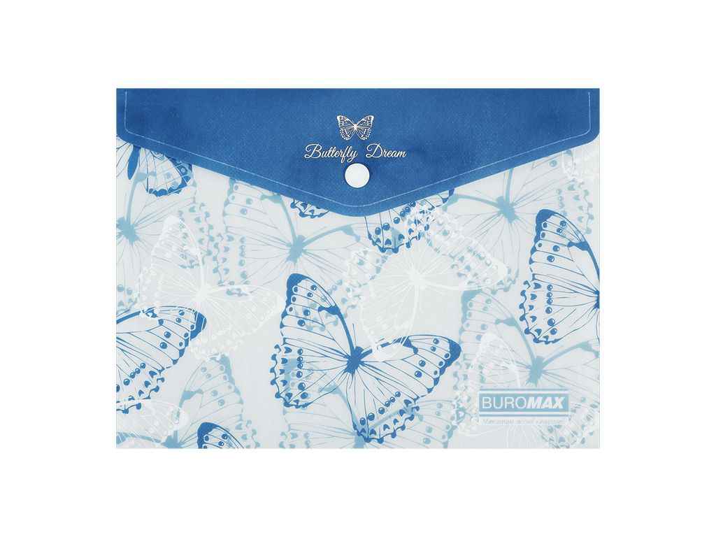 Папка на кнопці конверт ARABESKI А5 пластик синій ТМ BUROMAX Папка на кнопці конверт ARABESKI А5 пластик синій ТМ BUROMAX