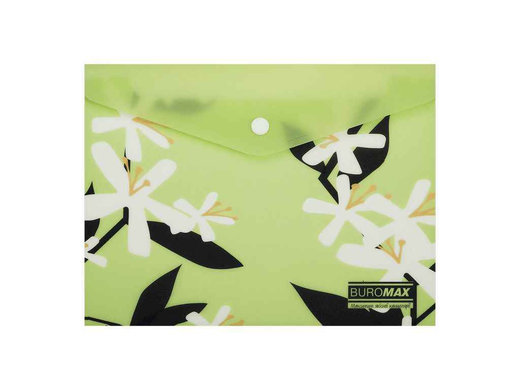 Папка на кнопці конверт ARABESKI А5 пластик салатовий ТМ BUROMAX Папка на кнопці конверт ARABESKI А5 пластик салатовий ТМ BUROMAX