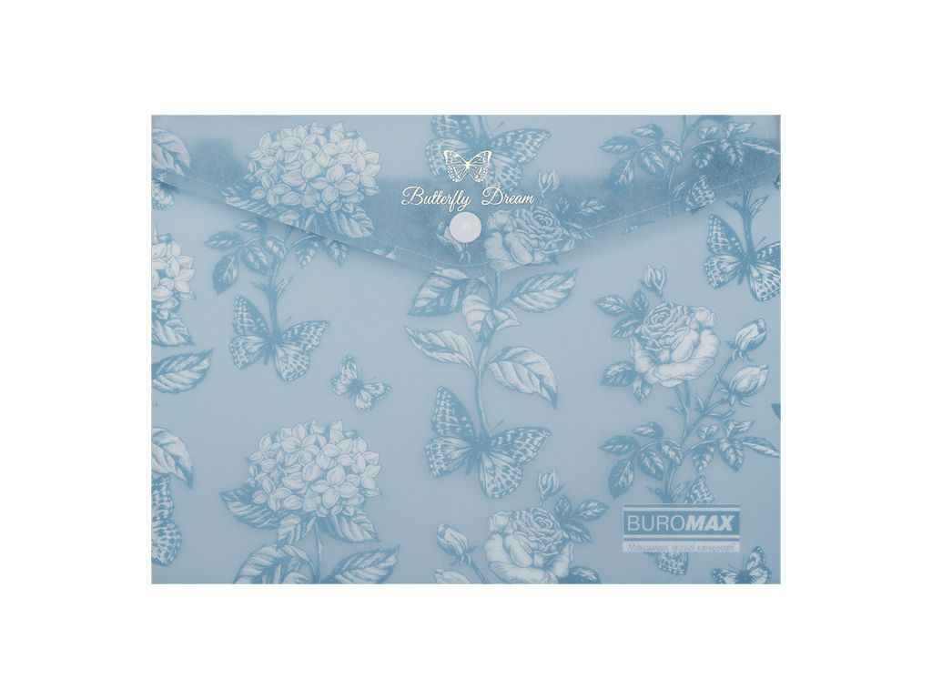 Папка на кнопці конверт ARABESKI А5 пластик синьо-сірий ТМ BUROMAX Папка на кнопці конверт ARABESKI А5 пластик синьо-сірий ТМ BUROMAX